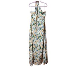 Zara Medium Multicolor Floral Print Halter Neck Tie Midi Dress